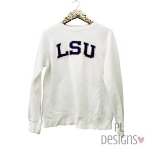 LSU Sweatshirt White Embroidered fabric applique Letters Purple Gold JanSport X
